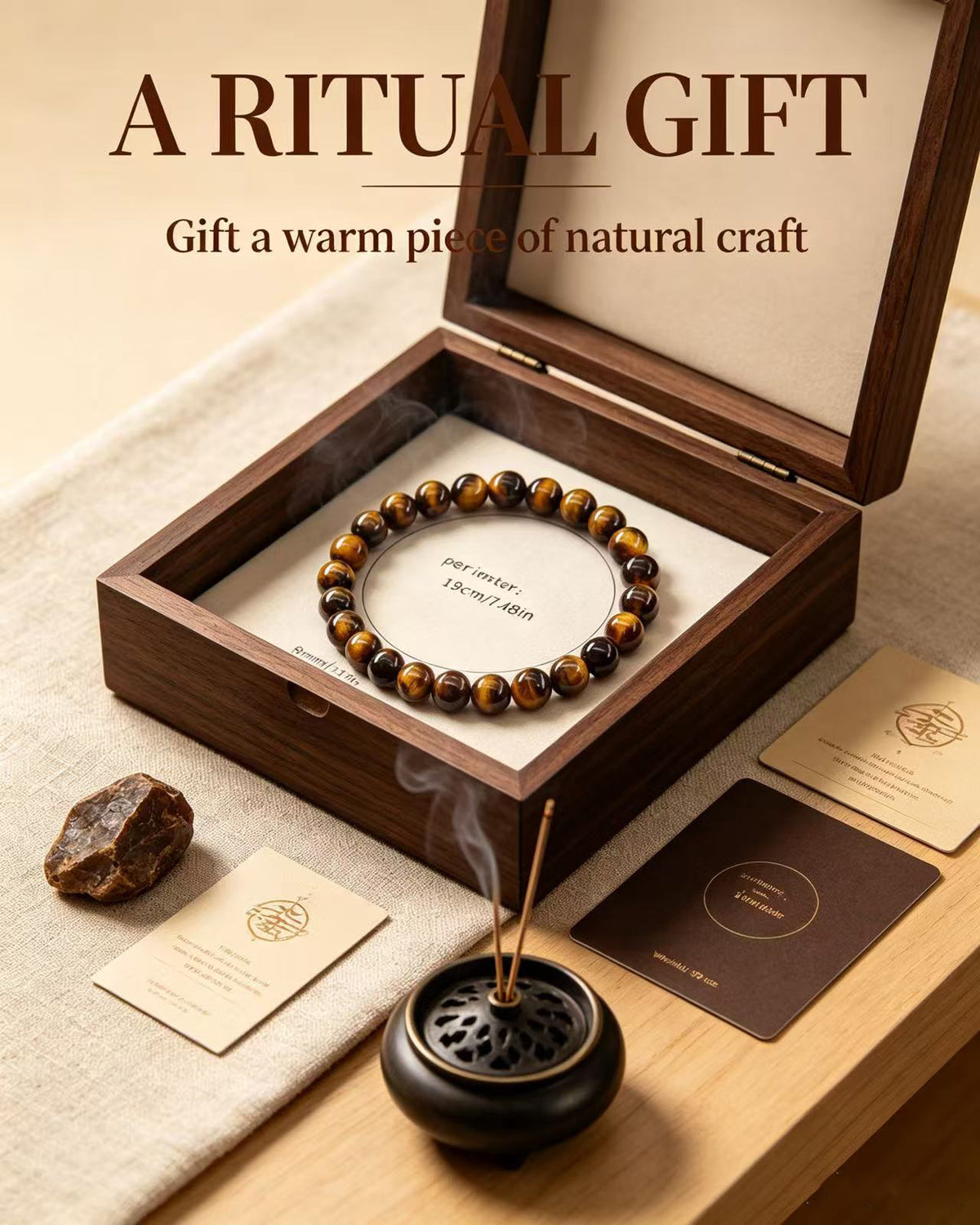 Handmade natural stone zen bracelet for meditation, oriental mindful jewelry