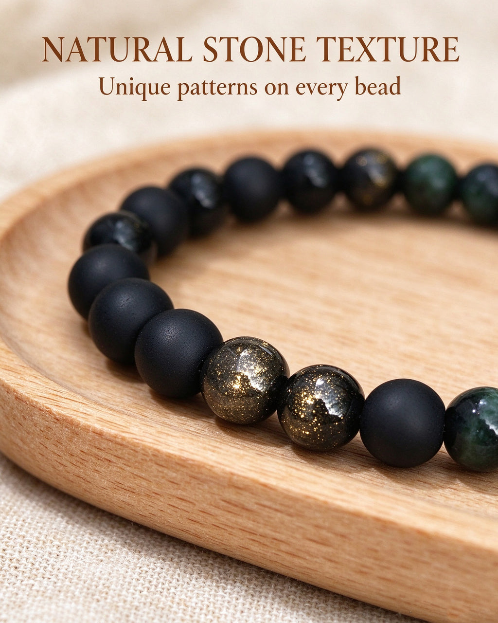 Handmade natural stone zen bracelet for meditation, oriental mindful jewelry