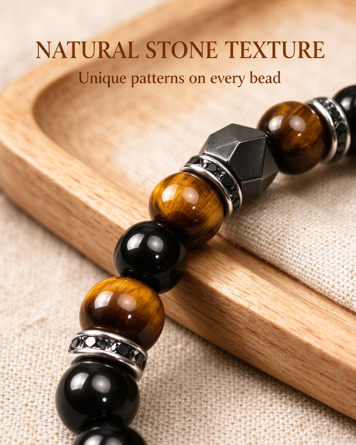 Handmade natural stone zen bracelet for meditation, oriental mindful jewelry