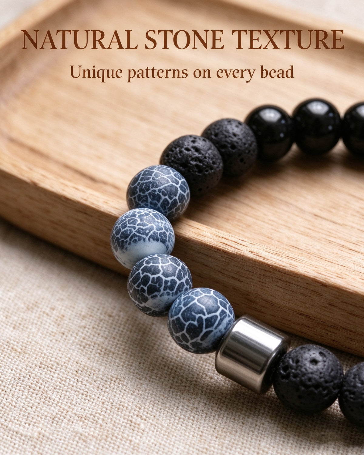 Handmade natural stone zen bracelet for meditation, oriental mindful jewelry