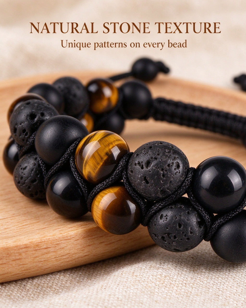 Handmade natural stone zen bracelet for meditation, oriental mindful jewelry