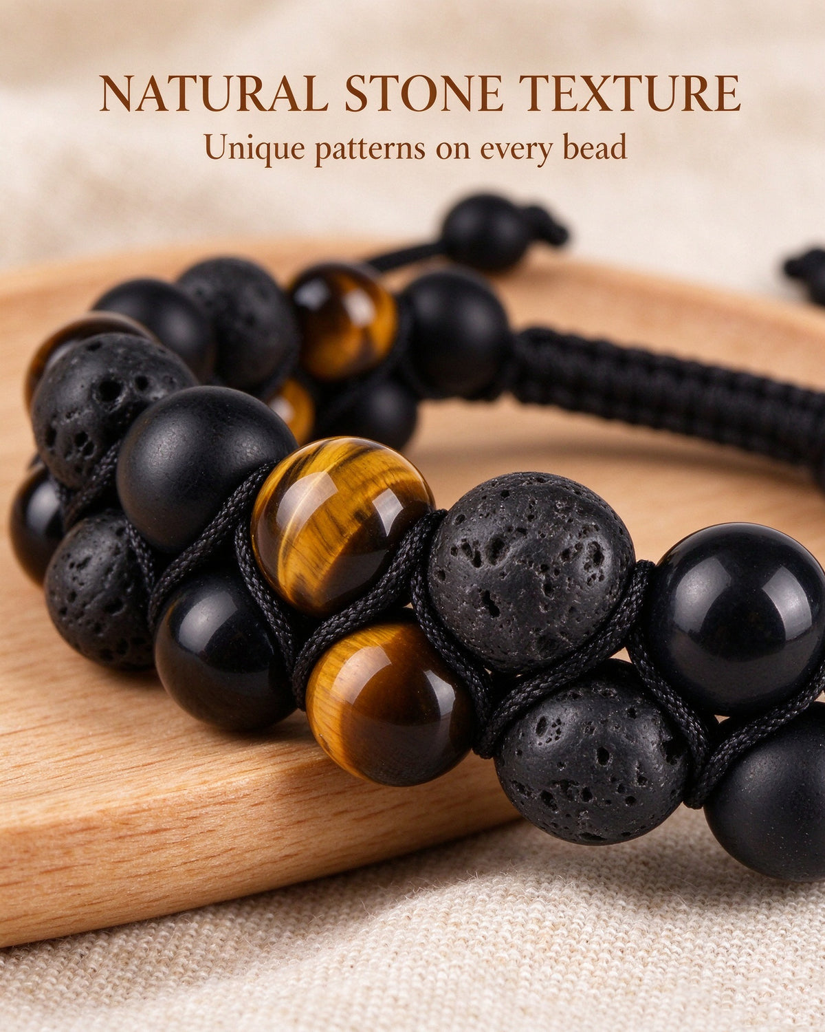Handmade natural stone zen bracelet for meditation, oriental mindful jewelry