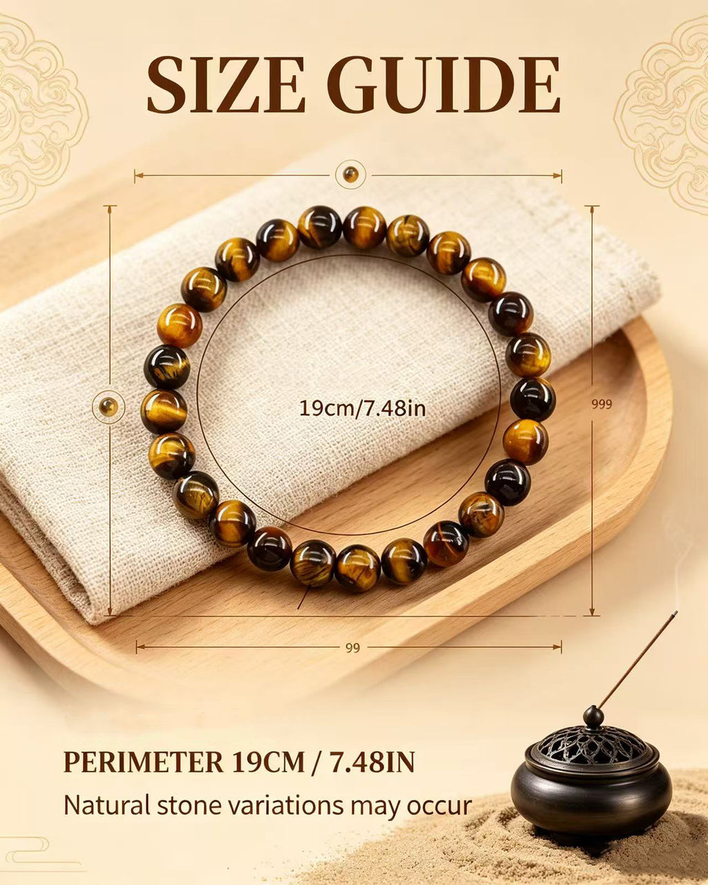Handmade natural stone zen bracelet for meditation, oriental mindful jewelry