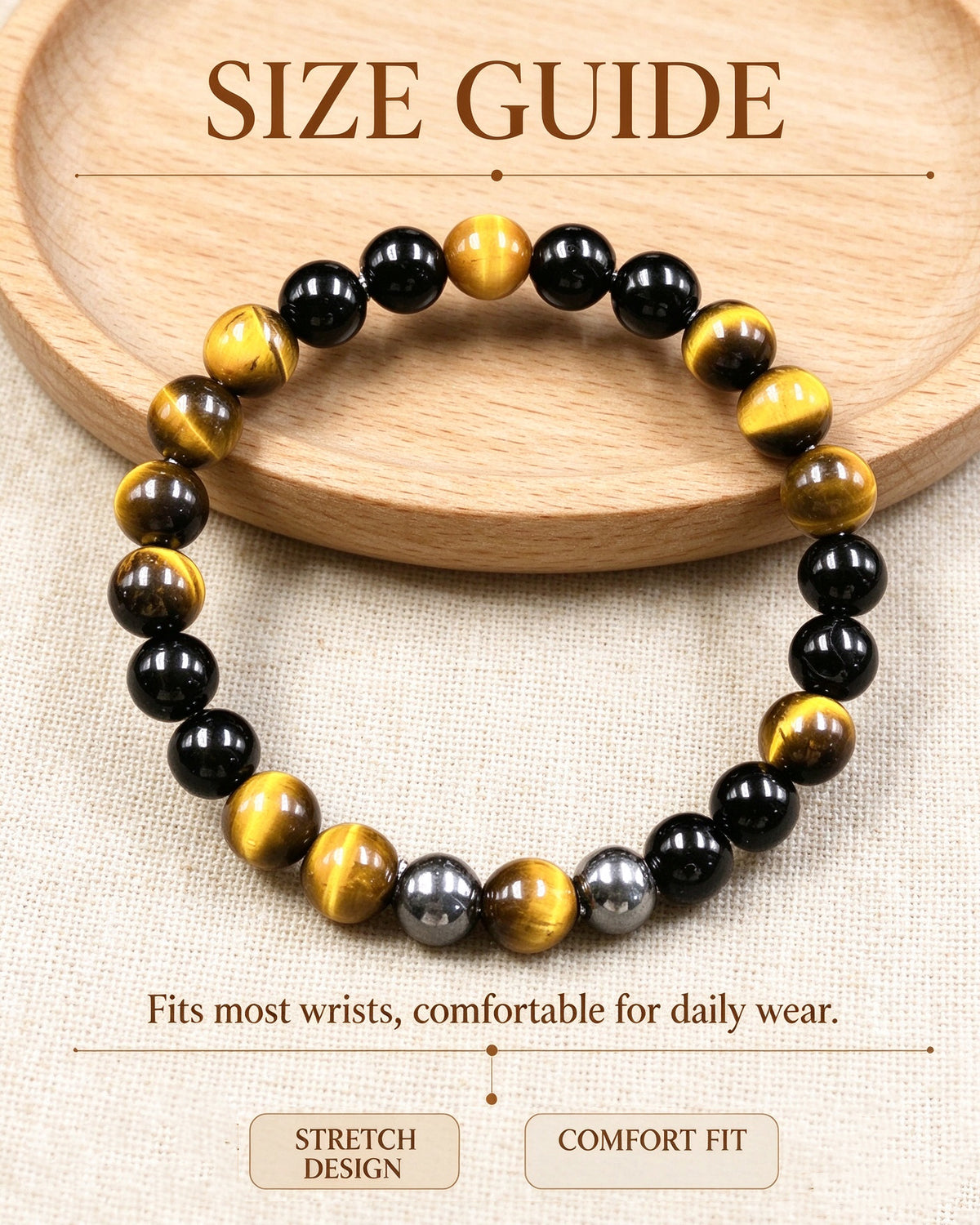Handmade natural stone zen bracelet for meditation, oriental mindful jewelry