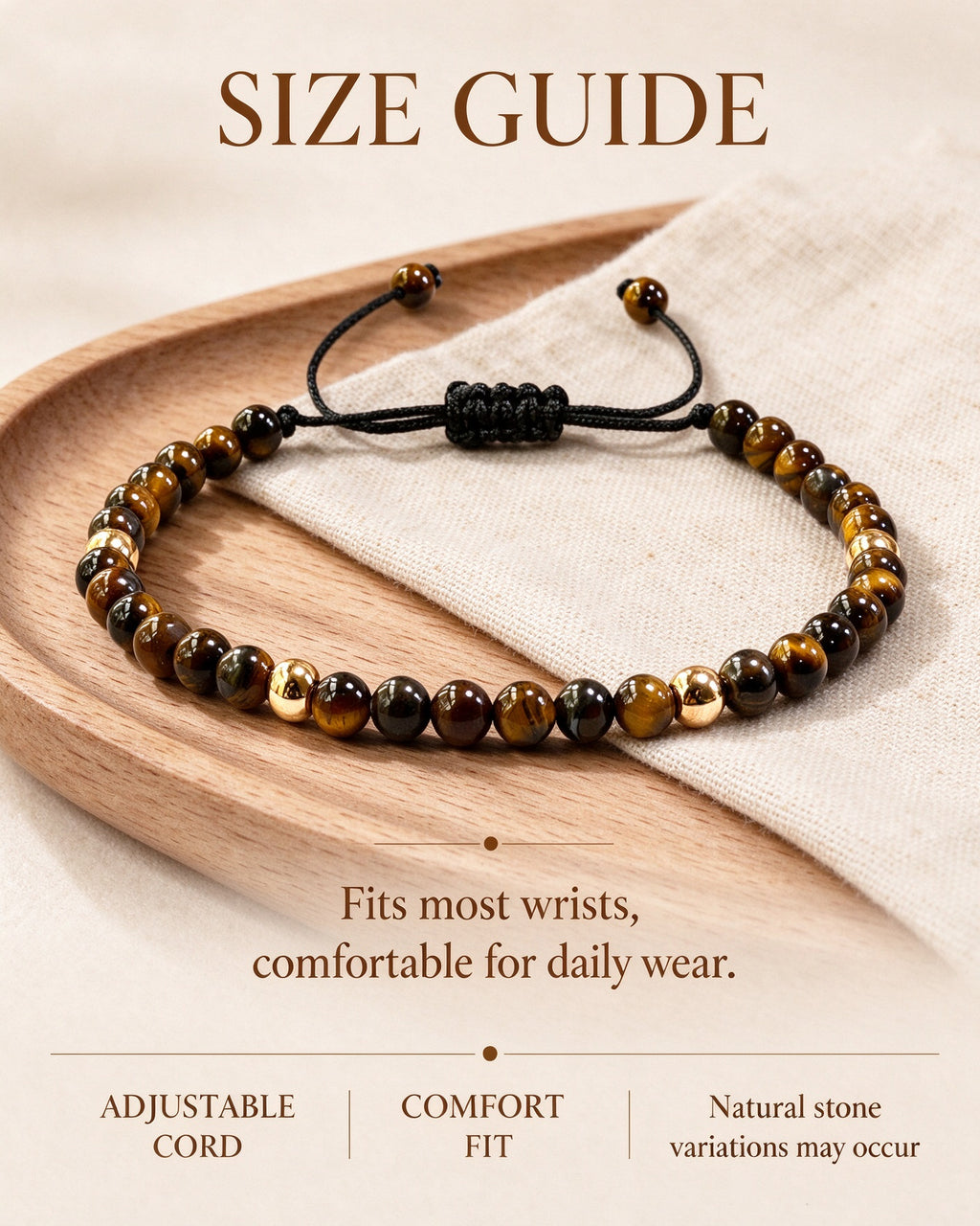 Handmade natural stone zen bracelet for meditation, oriental mindful jewelry