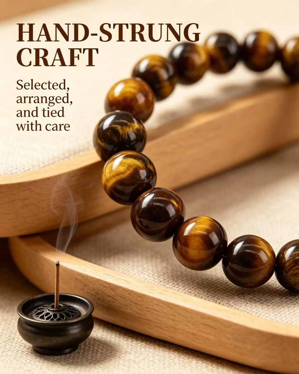 Handmade natural stone zen bracelet for meditation, oriental mindful jewelry