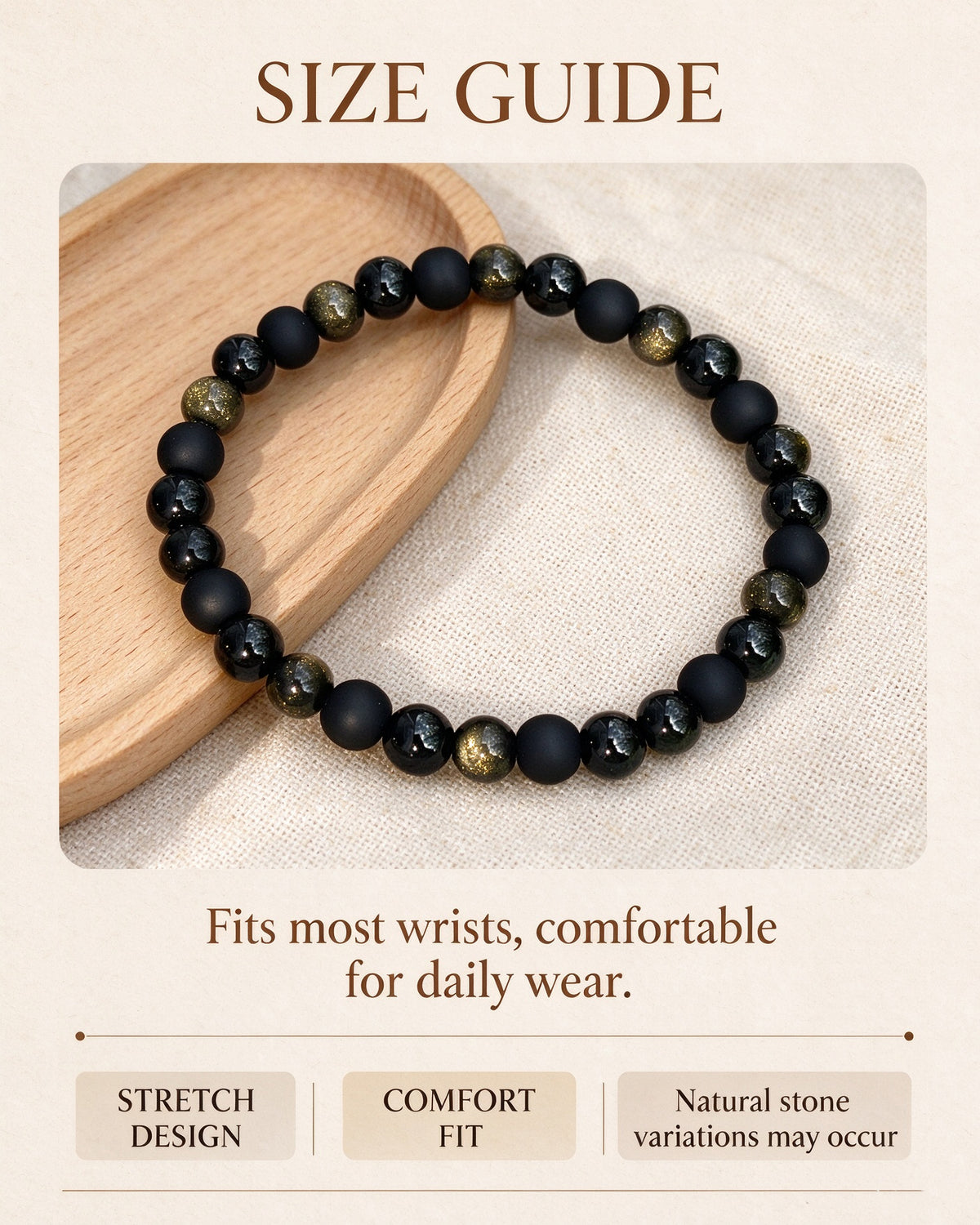 Handmade natural stone zen bracelet for meditation, oriental mindful jewelry