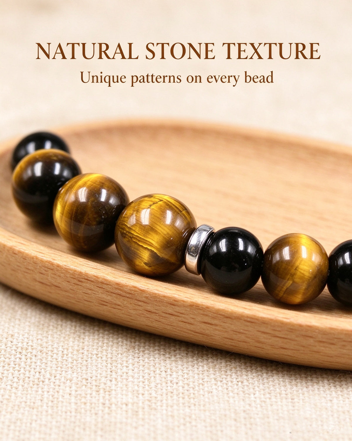 Handmade natural stone zen bracelet for meditation, oriental mindful jewelry