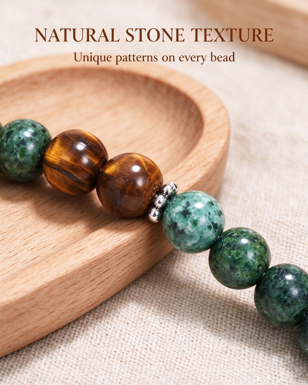 Handmade natural stone zen bracelet for meditation, oriental mindful jewelry