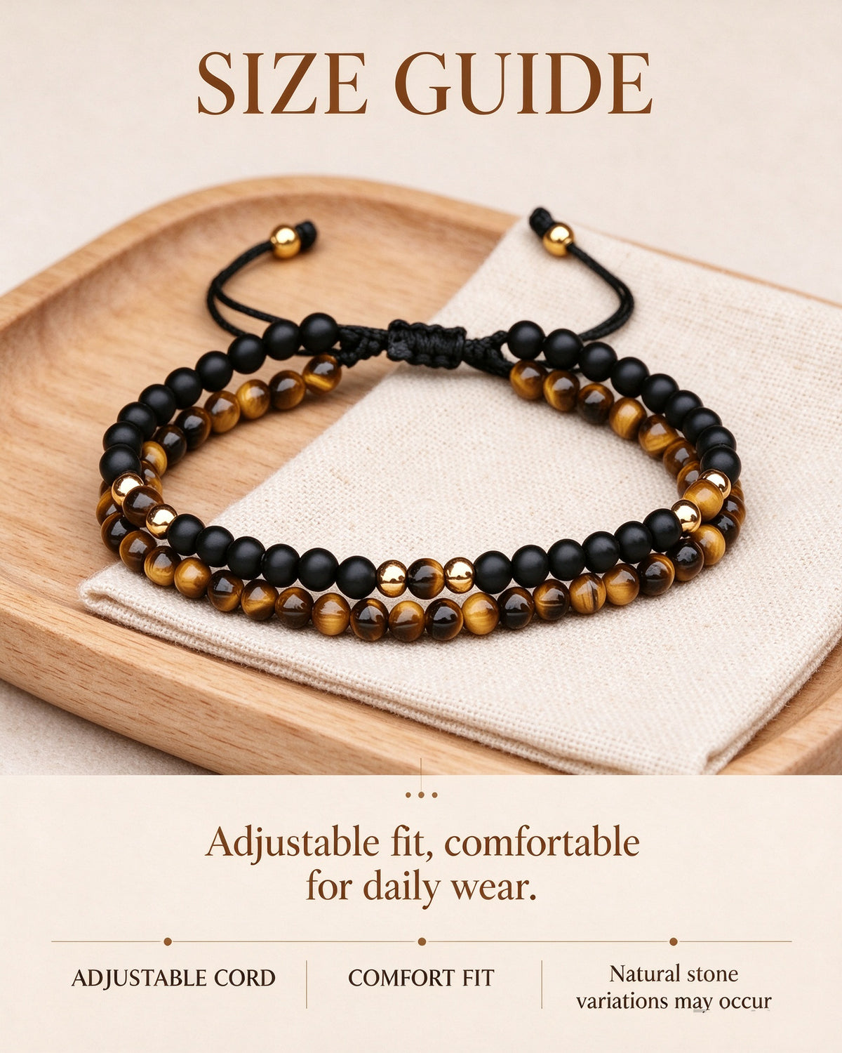 Handmade natural stone zen bracelet for meditation, oriental mindful jewelry