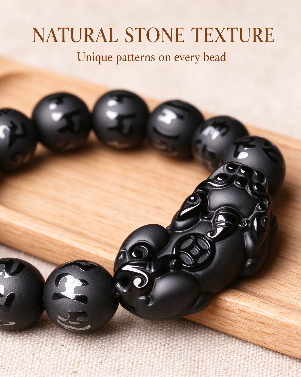 Handmade natural stone zen bracelet for meditation, oriental mindful jewelry