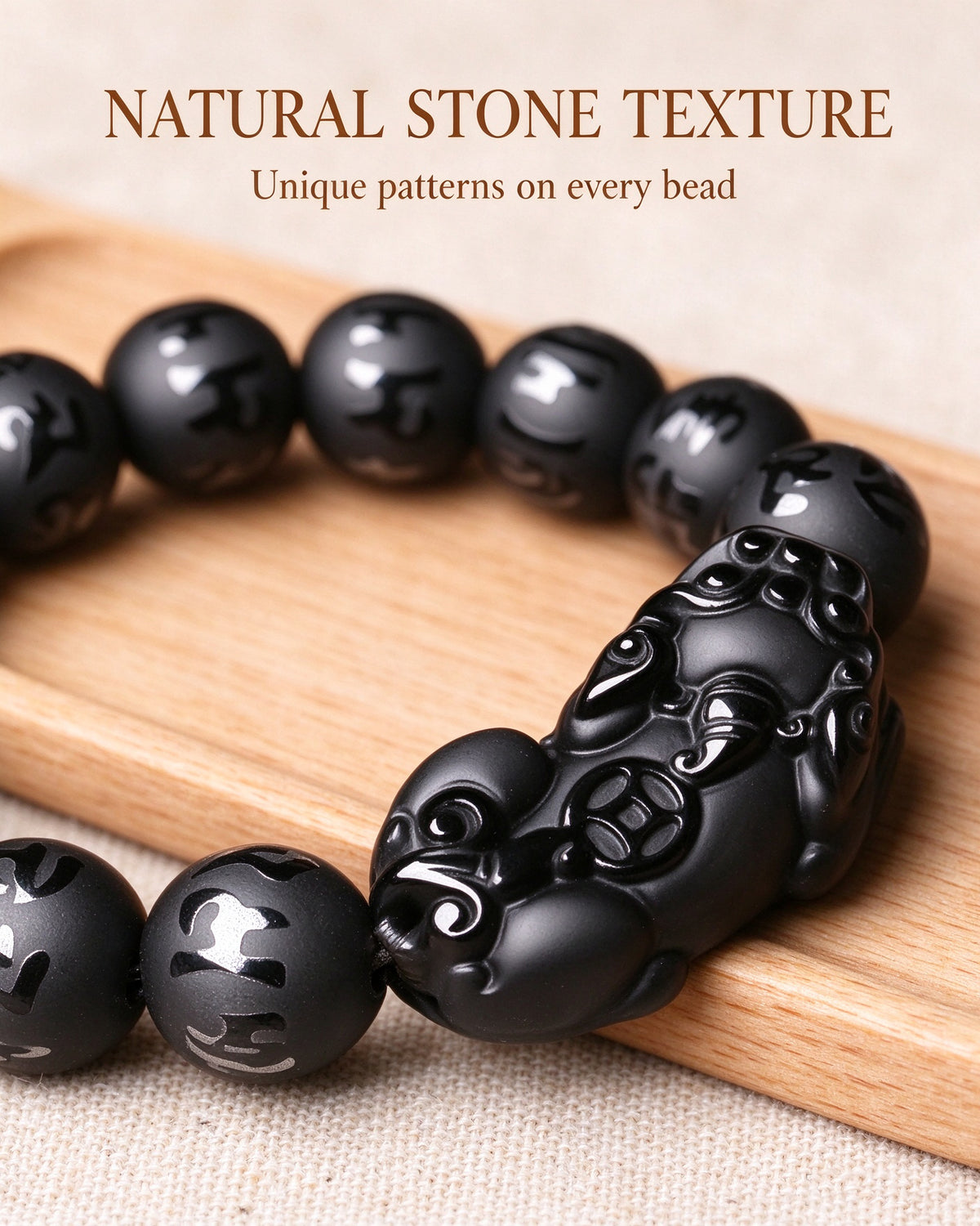 Handmade natural stone zen bracelet for meditation, oriental mindful jewelry