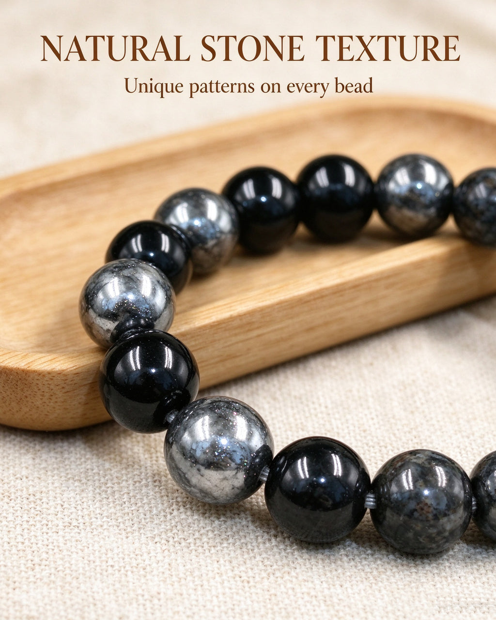 Handmade natural stone zen bracelet for meditation, oriental mindful jewelry