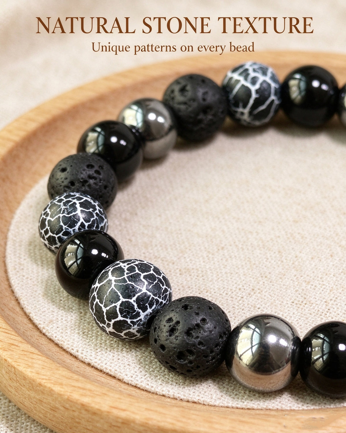 Handmade natural stone zen bracelet for meditation, oriental mindful jewelry
