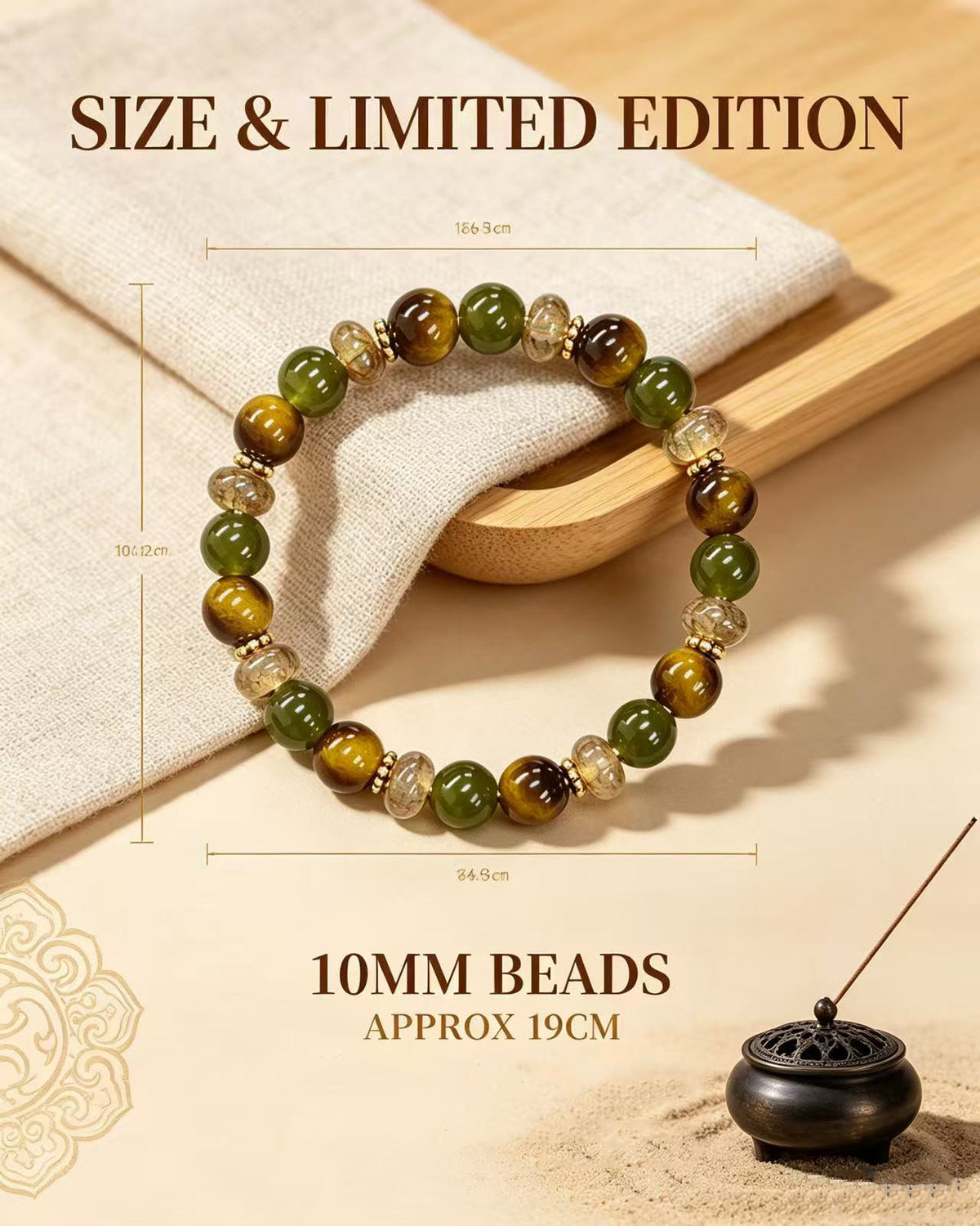 Handmade natural stone zen bracelet for meditation, oriental mindful jewelry