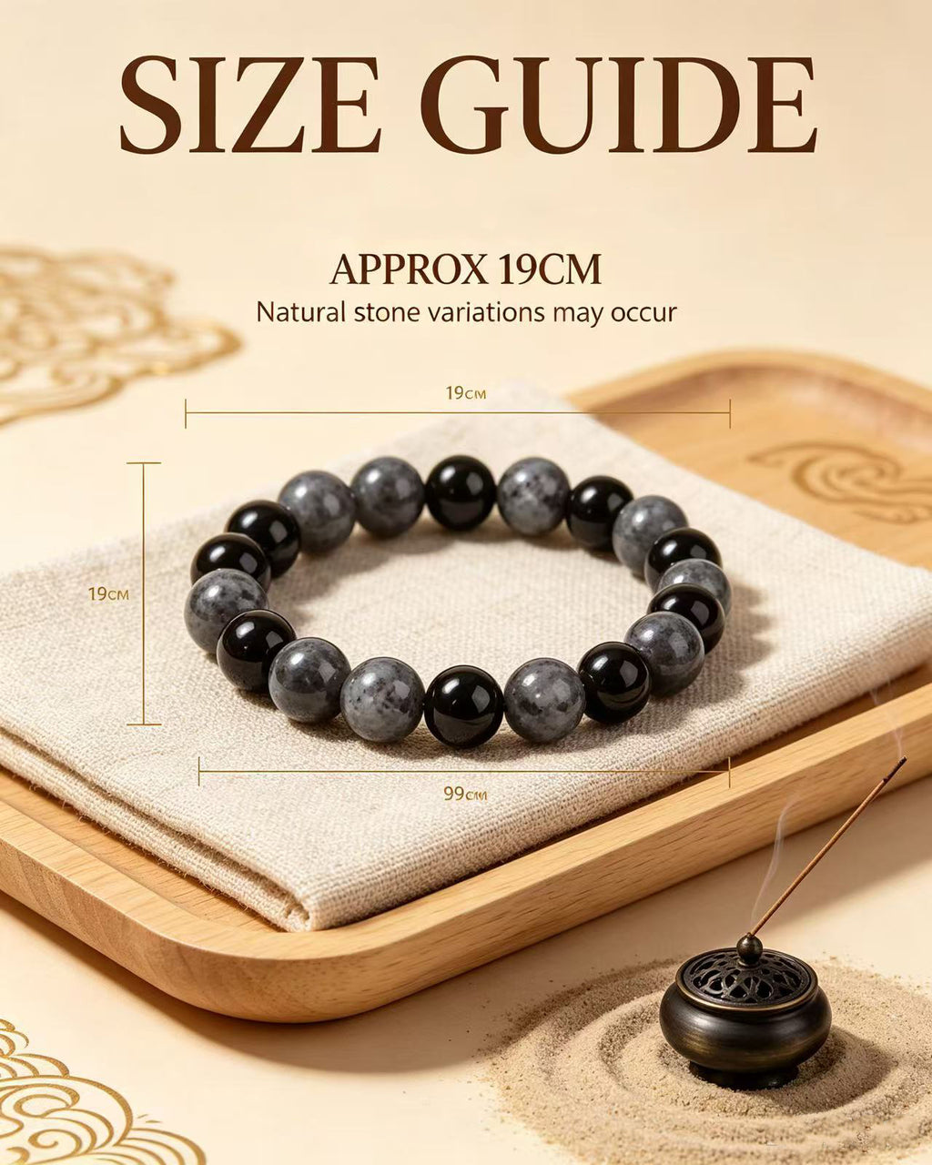 Handmade natural stone zen bracelet for meditation, oriental mindful jewelry