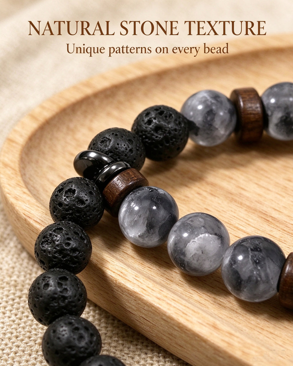 Handmade natural stone zen bracelet for meditation, oriental mindful jewelry