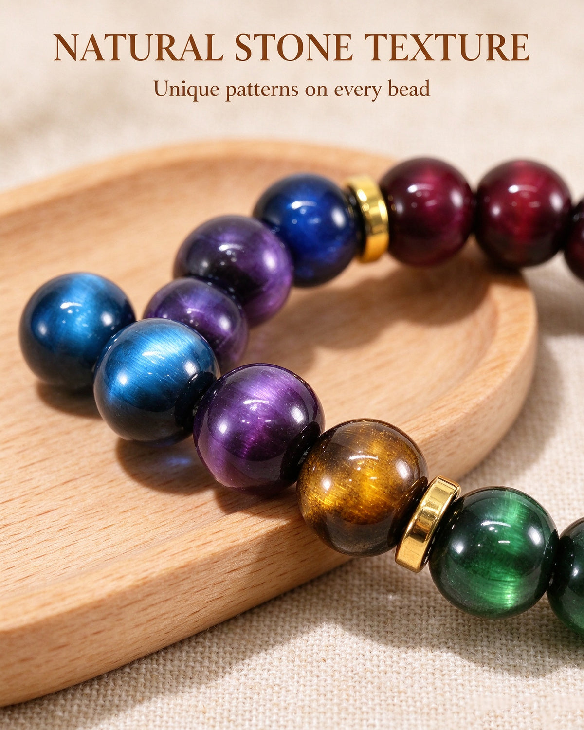 Handmade natural stone zen bracelet for meditation, oriental mindful jewelry