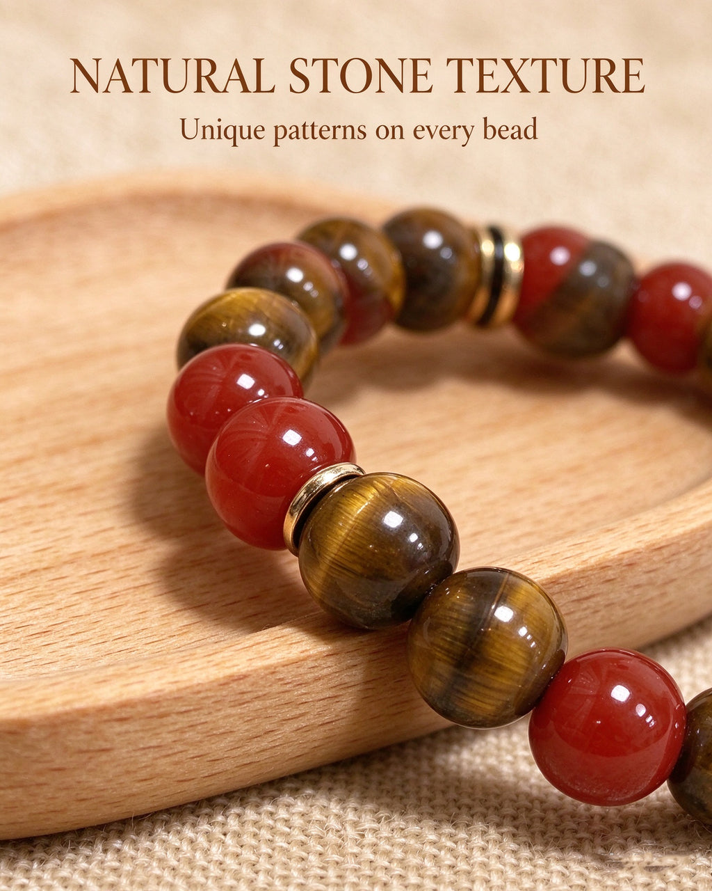 Handmade natural stone zen bracelet for meditation, oriental mindful jewelry