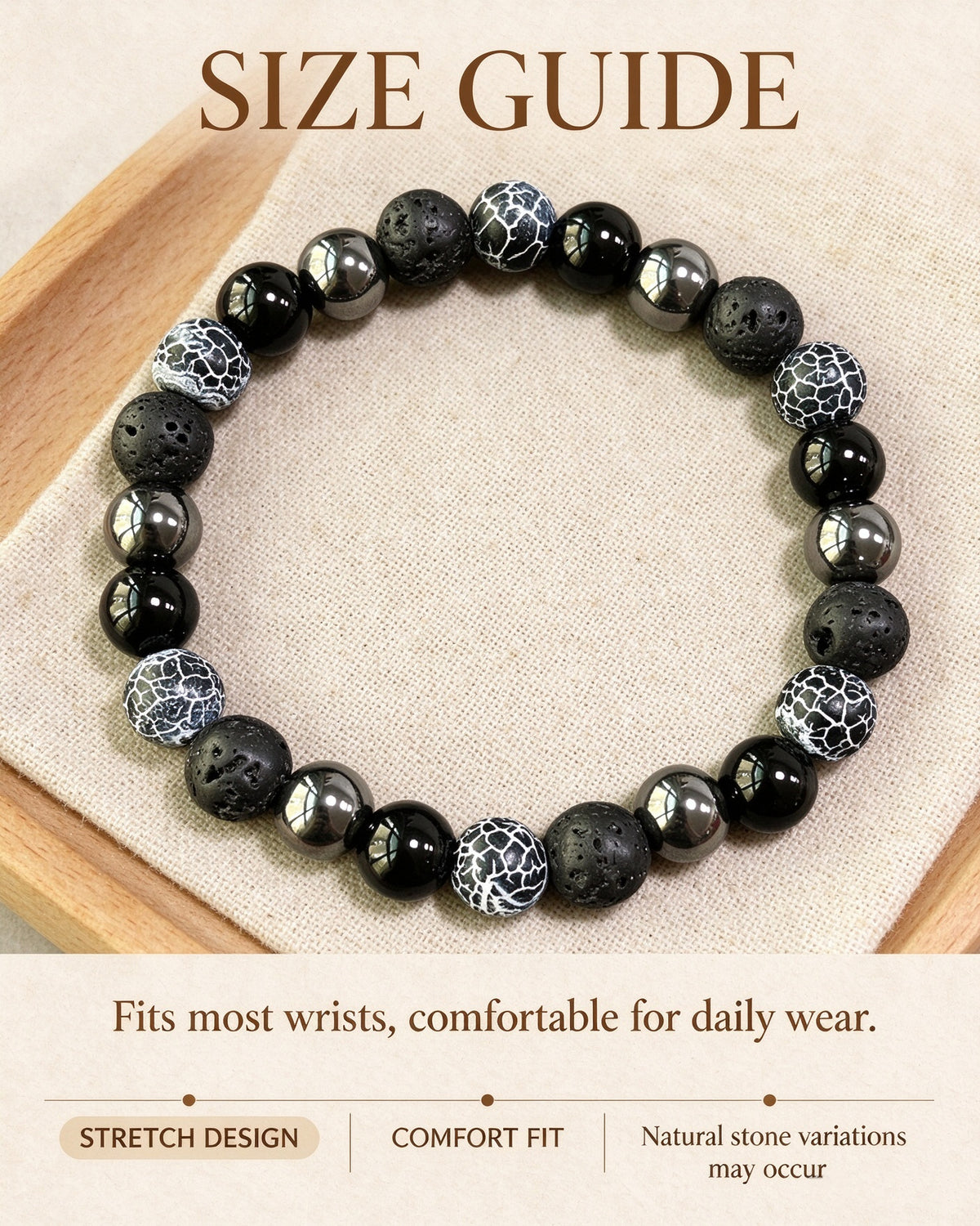 Handmade natural stone zen bracelet for meditation, oriental mindful jewelry