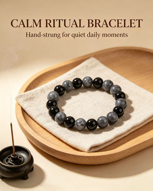 Handmade natural stone zen bracelet for meditation, oriental mindful jewelry