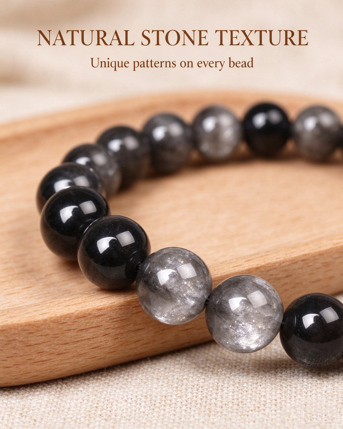 Handmade natural stone zen bracelet for meditation, oriental mindful jewelry