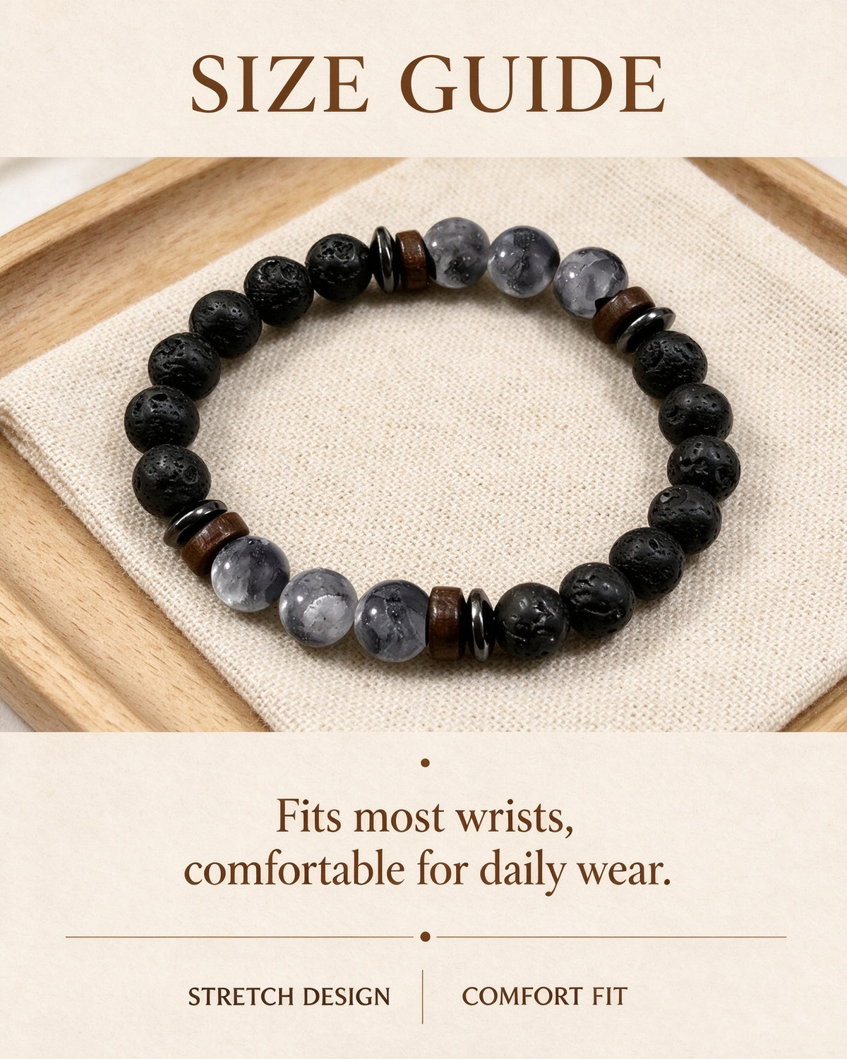 Handmade natural stone zen bracelet for meditation, oriental mindful jewelry