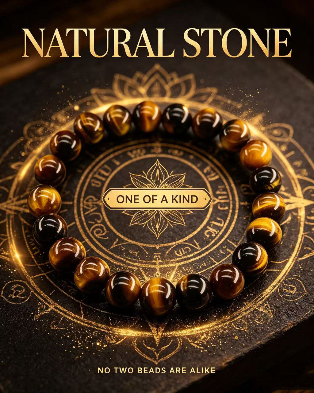 Handmade natural stone zen bracelet for meditation, oriental mindful jewelry