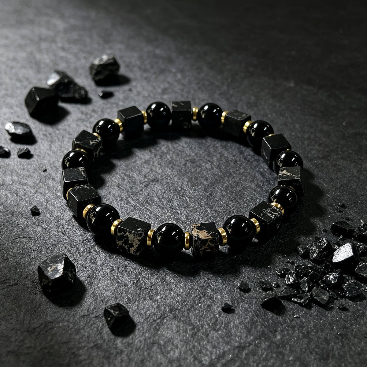 Handmade natural stone zen bracelet for meditation, oriental mindful jewelry