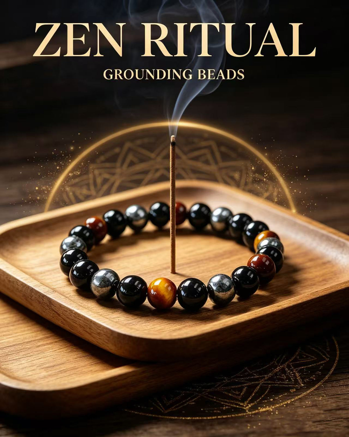Handmade natural stone zen bracelet for meditation, oriental mindful jewelry