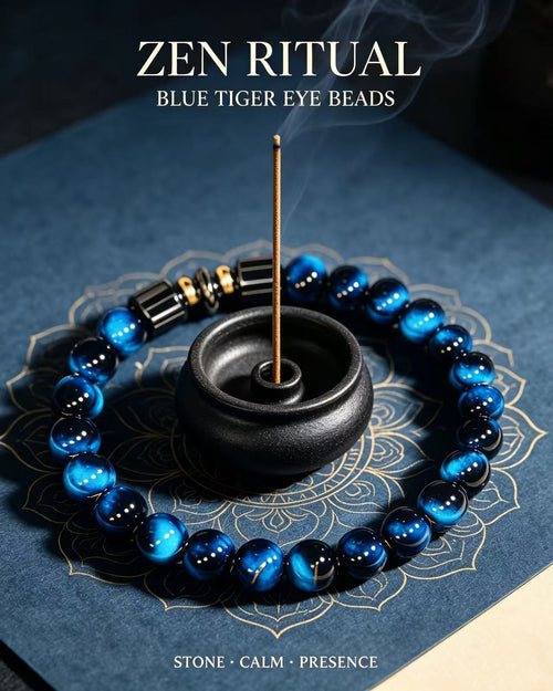 Handmade natural stone zen bracelet for meditation, oriental mindful jewelry
