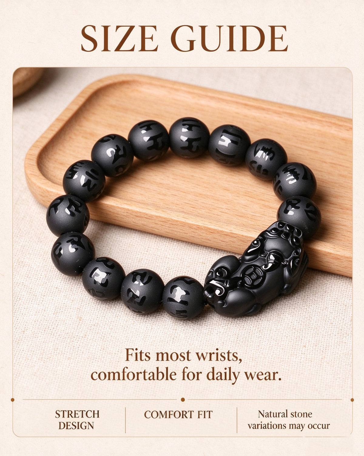 Handmade natural stone zen bracelet for meditation, oriental mindful jewelry