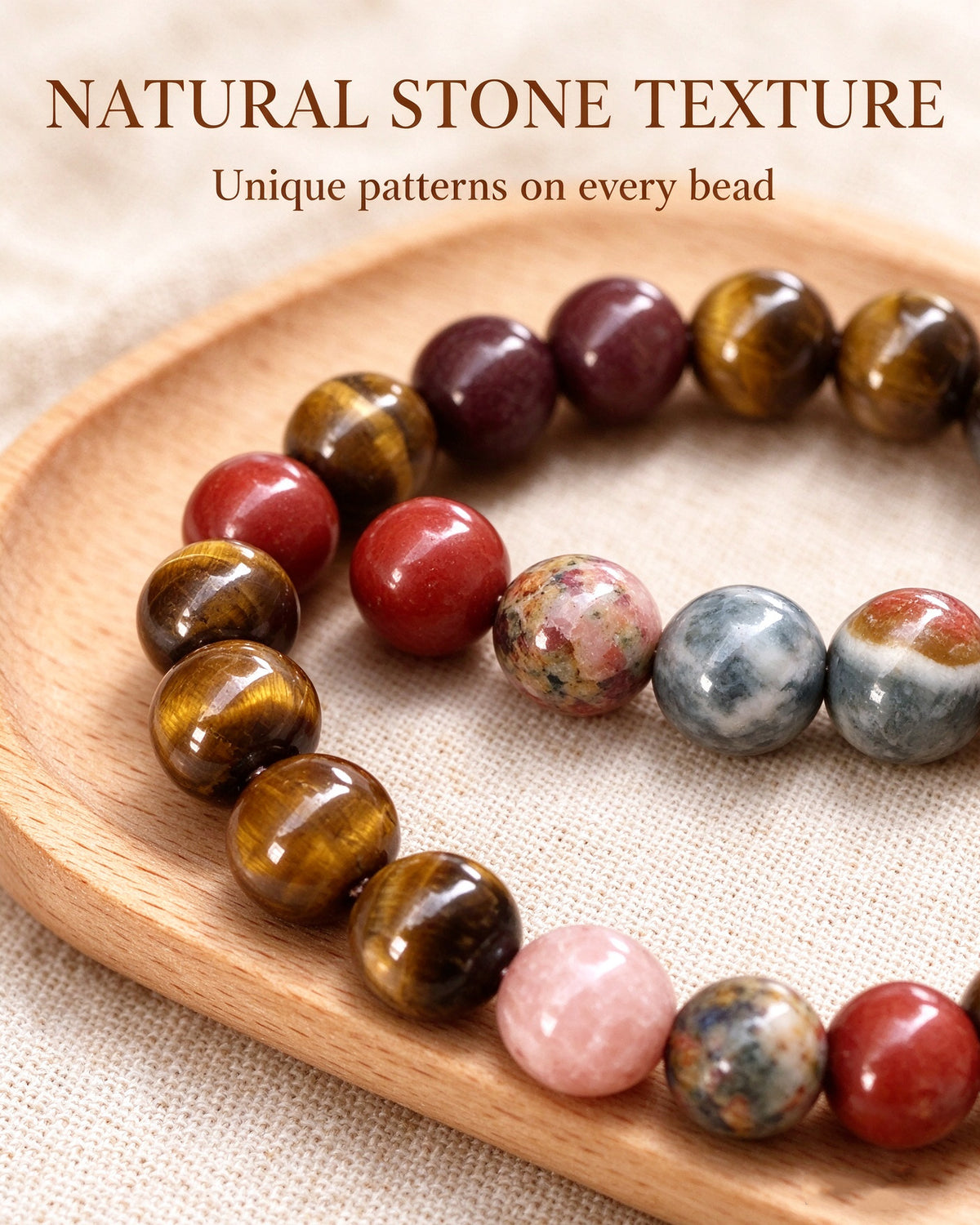 Handmade natural stone zen bracelet for meditation, oriental mindful jewelry