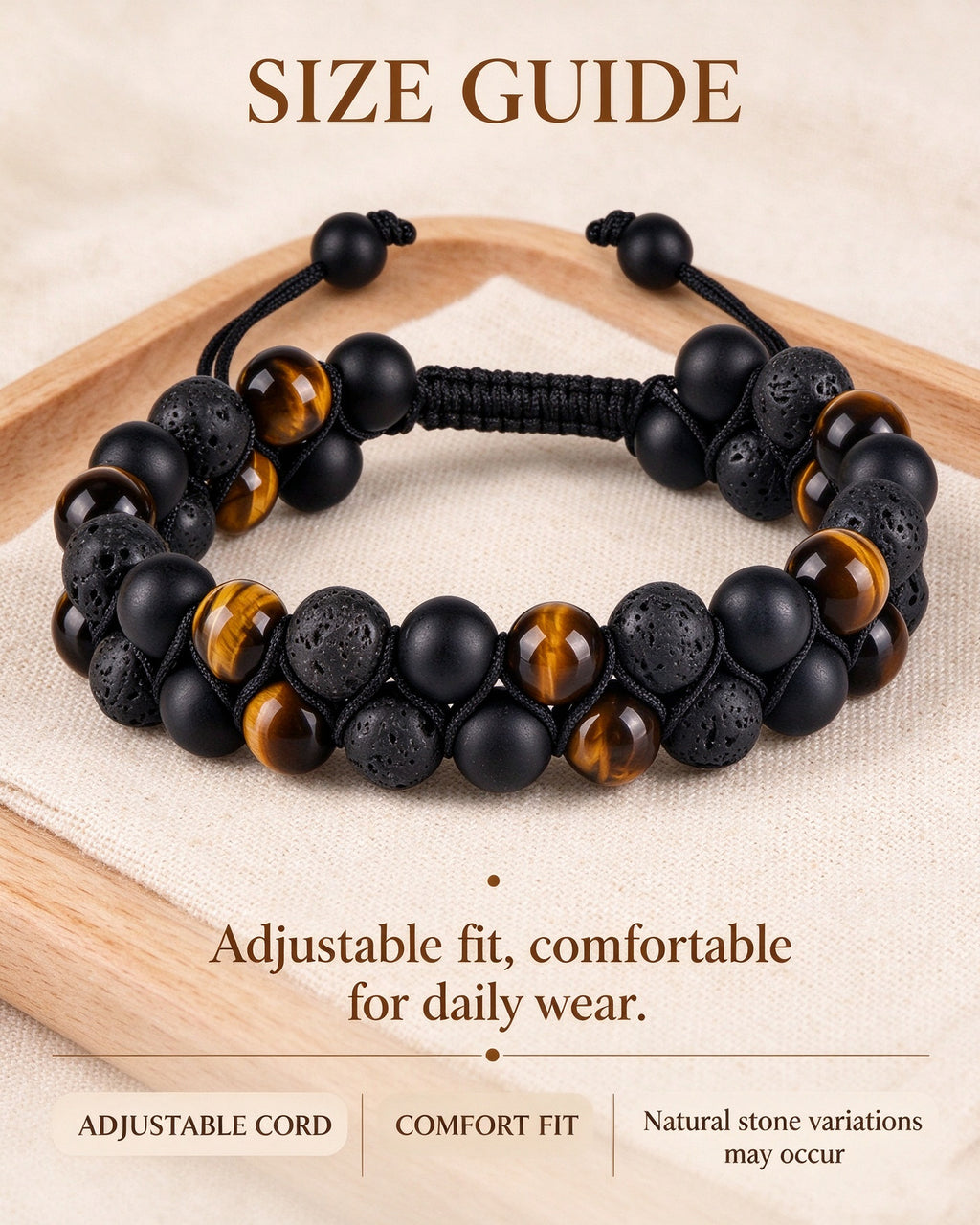 Handmade natural stone zen bracelet for meditation, oriental mindful jewelry