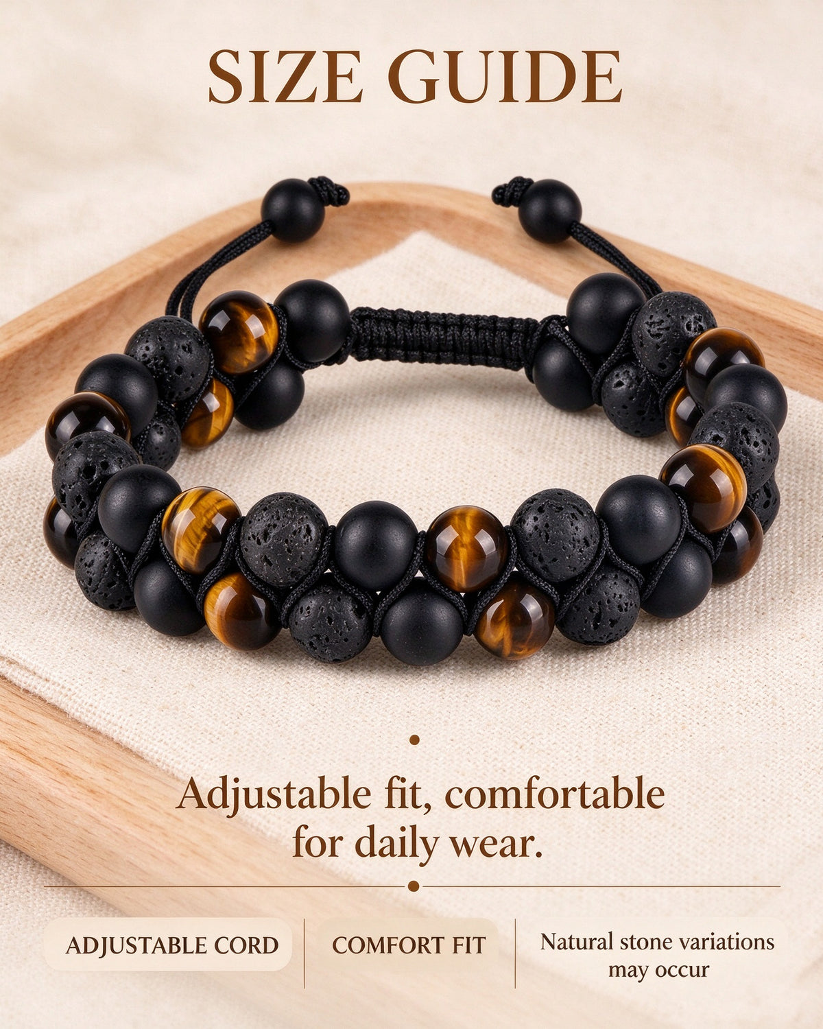 Handmade natural stone zen bracelet for meditation, oriental mindful jewelry