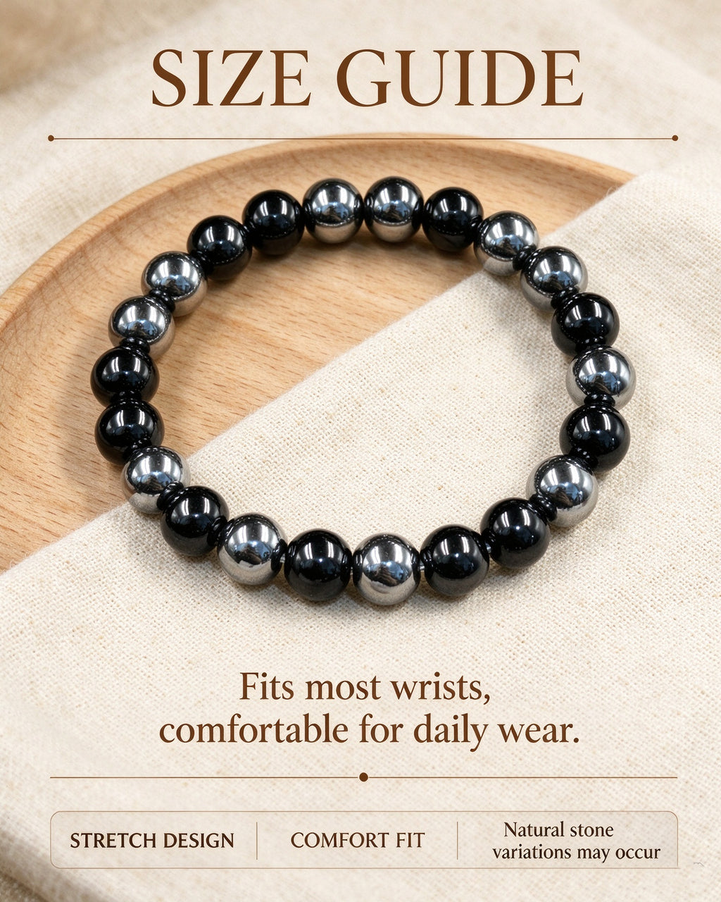 Handmade natural stone zen bracelet for meditation, oriental mindful jewelry