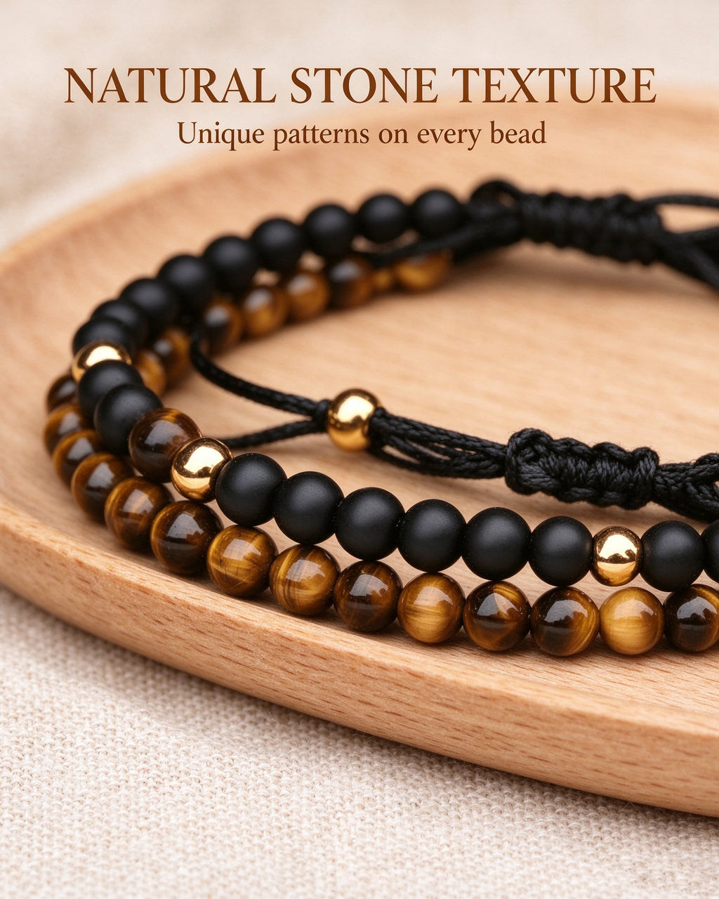 Handmade natural stone zen bracelet for meditation, oriental mindful jewelry