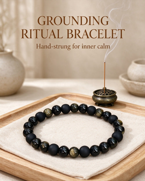 Handmade natural stone zen bracelet for meditation, oriental mindful jewelry