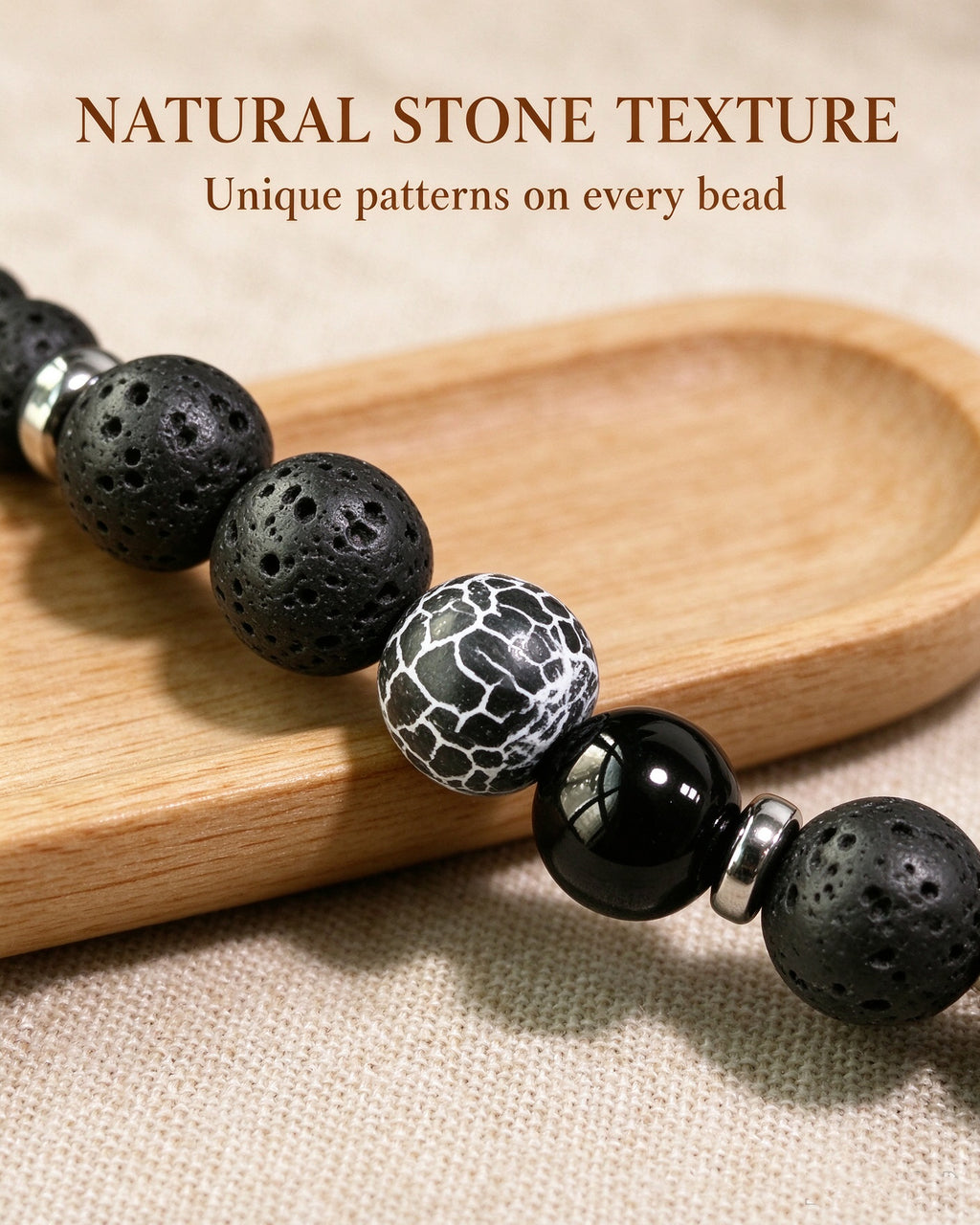 Handmade natural stone zen bracelet for meditation, oriental mindful jewelry