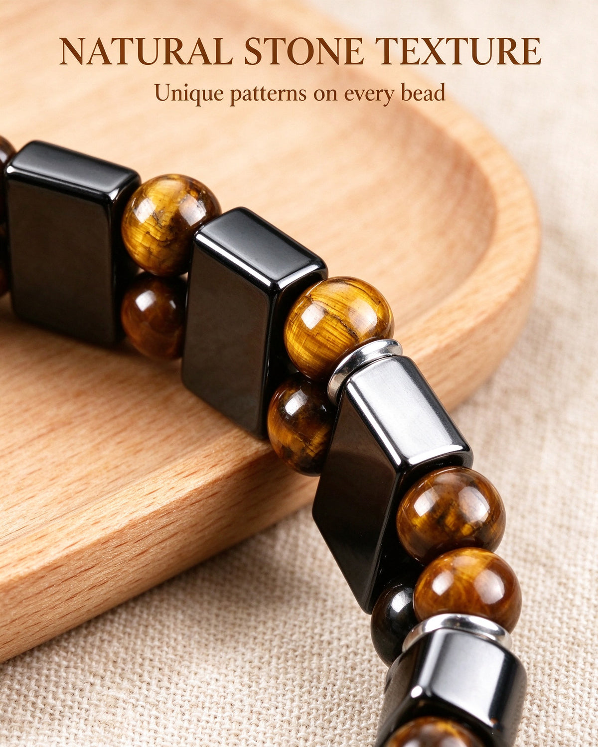 Handmade natural stone zen bracelet for meditation, oriental mindful jewelry