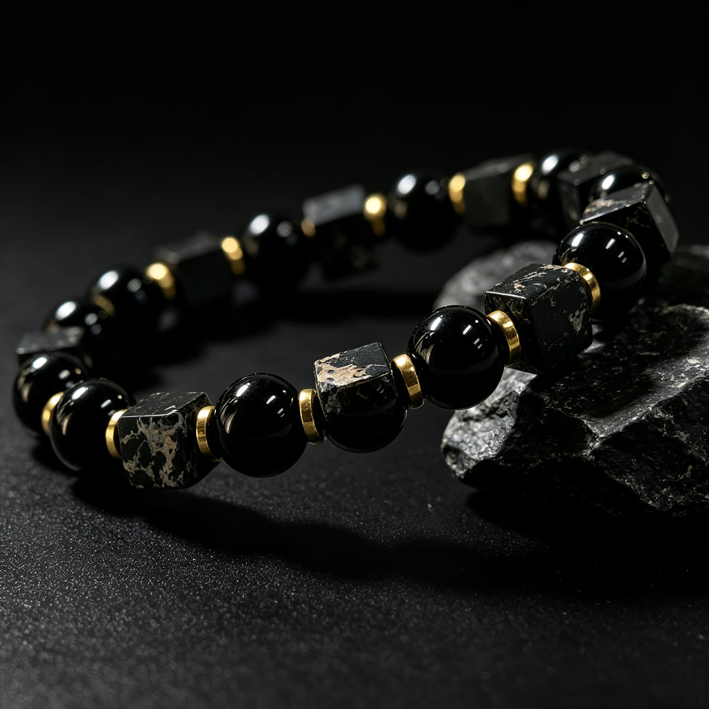 Handmade natural stone zen bracelet for meditation, oriental mindful jewelry