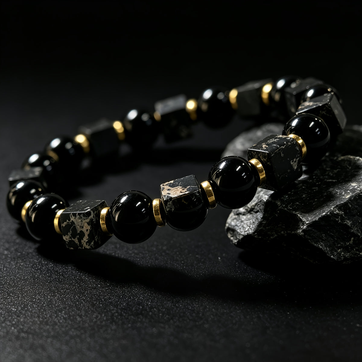 Handmade natural stone zen bracelet for meditation, oriental mindful jewelry