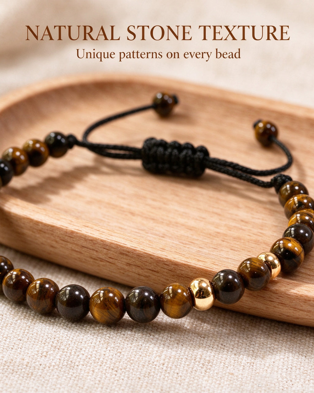 Handmade natural stone zen bracelet for meditation, oriental mindful jewelry