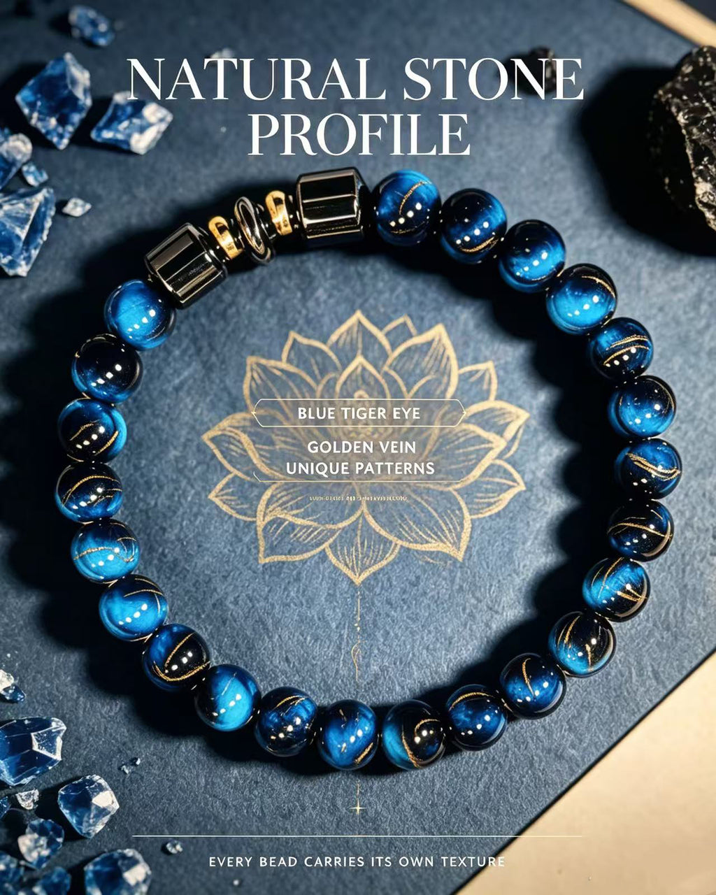 Handmade natural stone zen bracelet for meditation, oriental mindful jewelry
