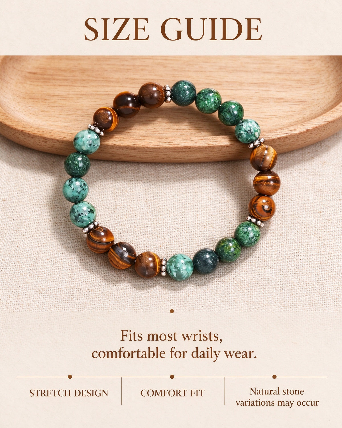 Handmade natural stone zen bracelet for meditation, oriental mindful jewelry