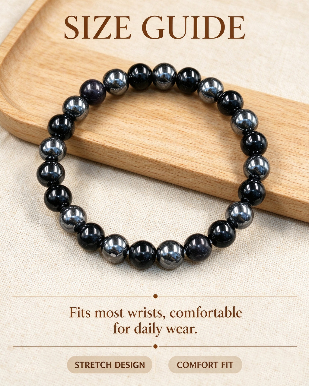Handmade natural stone zen bracelet for meditation, oriental mindful jewelry