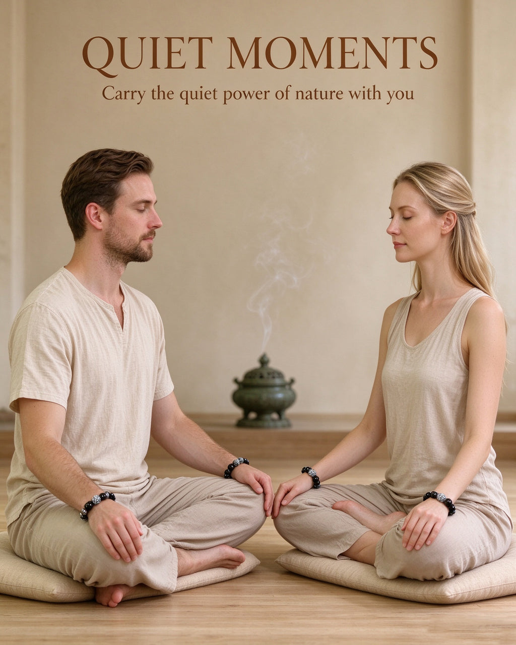 Handmade natural stone zen bracelet for meditation, oriental mindful jewelry