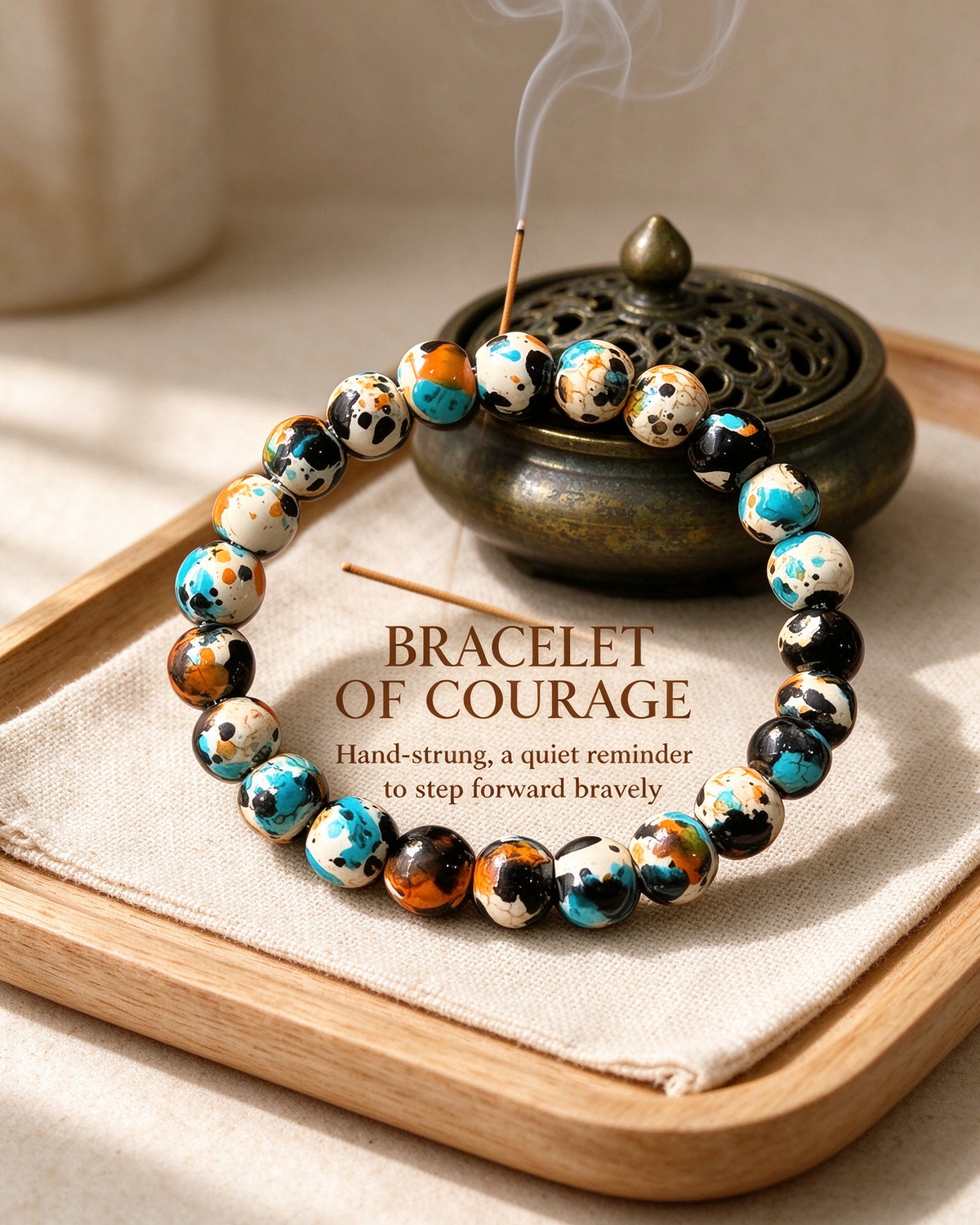 Handcrafted beaded bracelet, Bracelet of Courage for daily wear, keepsake jewelry gift